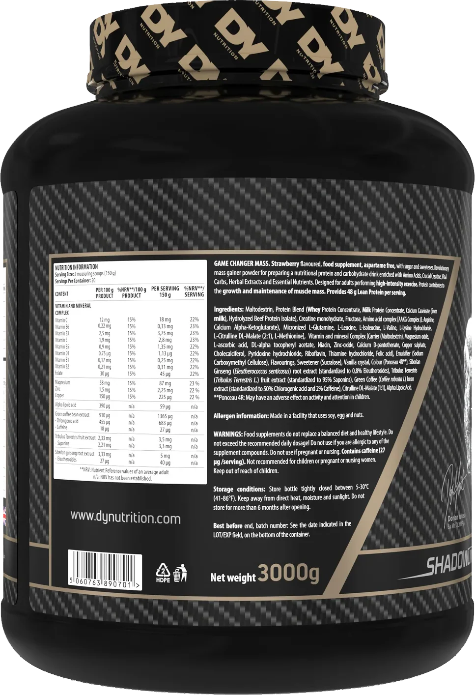 DY Nutrition Game Changer Mass Chocolat blanc Cranberry (3000 g) - Image 3