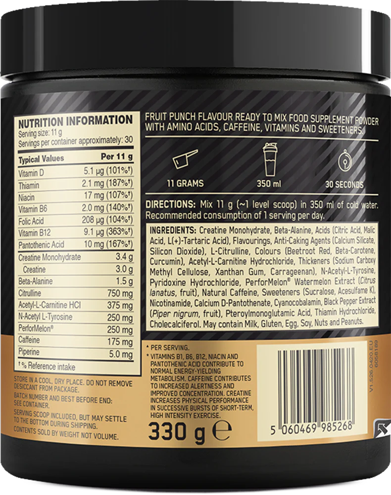 Gold Standard Pre-Workout Fruit Punch (330 g) - Image 2