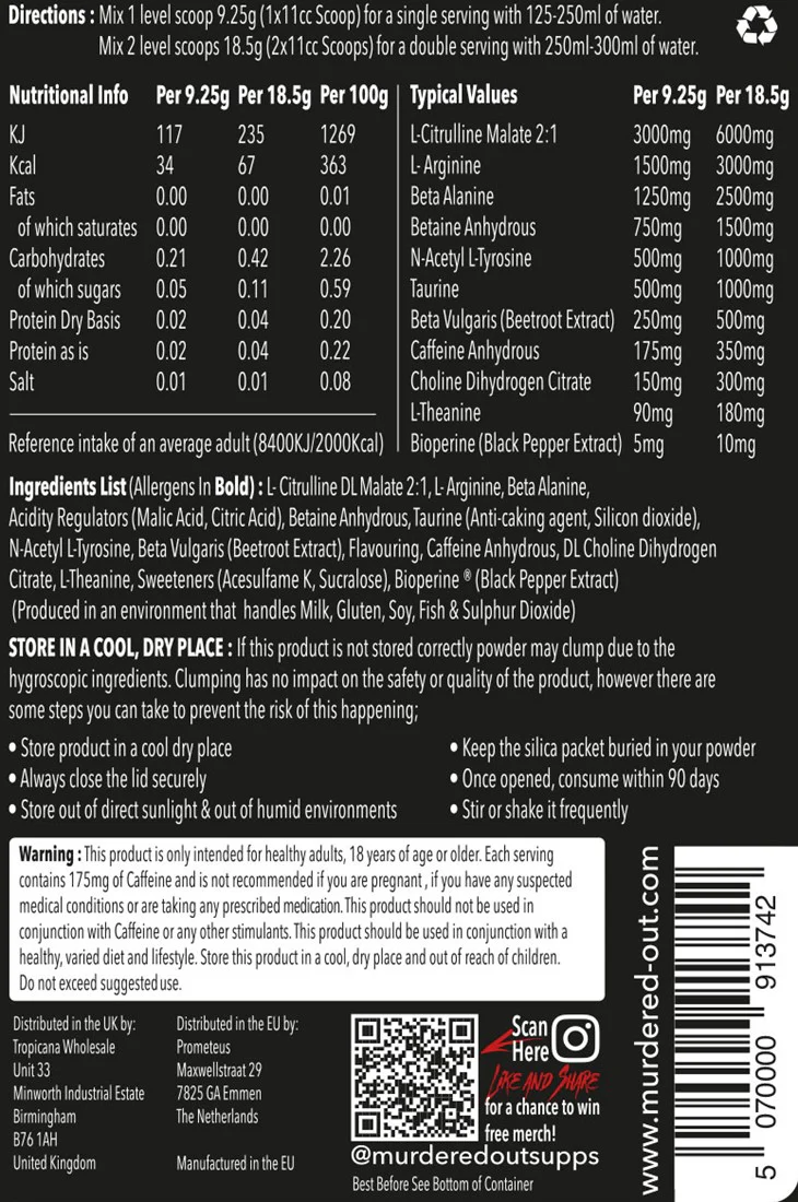 Murdered Out Insidious Pre-workout Bubblescum (463 gr) - Image 2