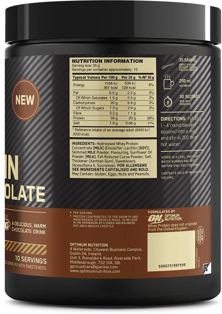 Optimum Nutrition Protein Hot Chocolate Chocolate Hazelnut (350 g) - Image 2
